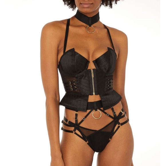 Bordelle Other - NWT Bordelle Kora basque Black S corset 24k gold plated